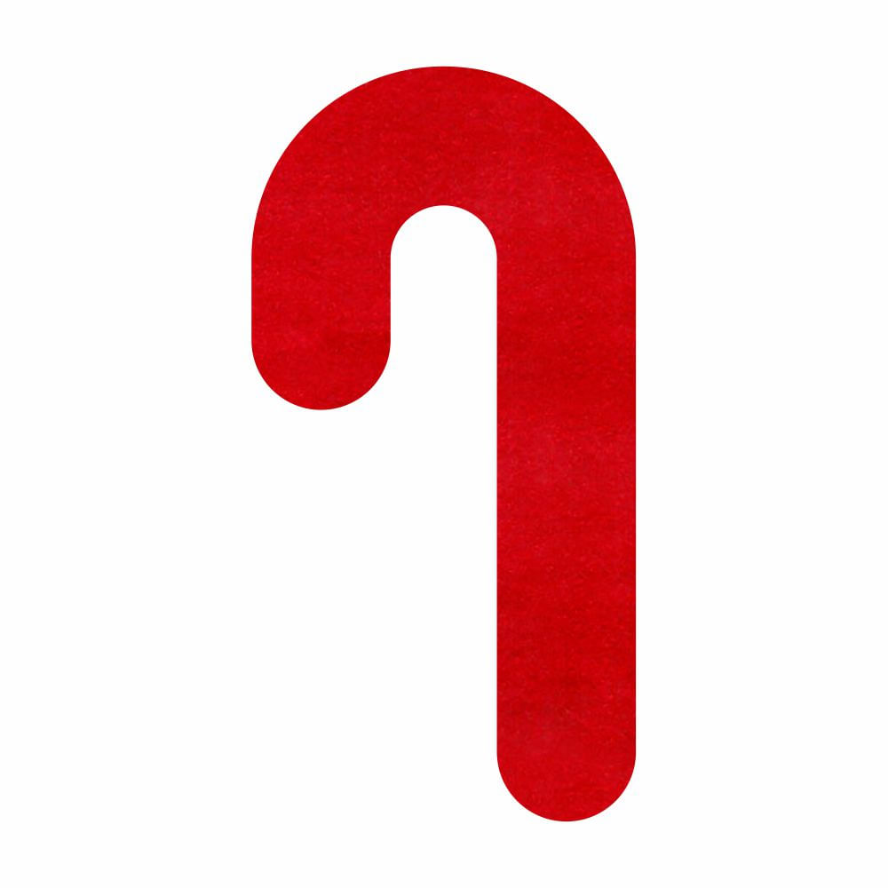 Recorte em Feltro Coleção Natal - Bengala 01 - Cor Vermelho Noel - 10 cm -  10 unidades - emporiojanial