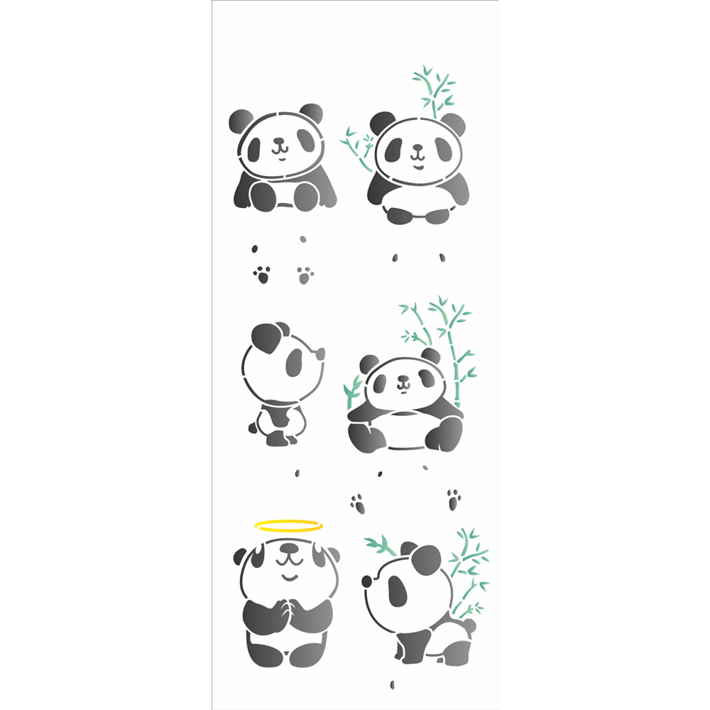 Stencil para Pintura 17 x 42cm - OPA2875 - Infantil Pandas - OPA